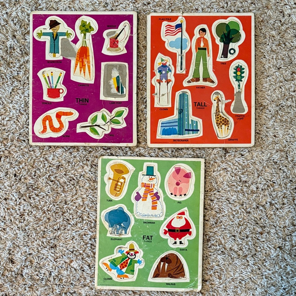 1972 Western publishing company Colorful Educational Puzzle Set for Kids